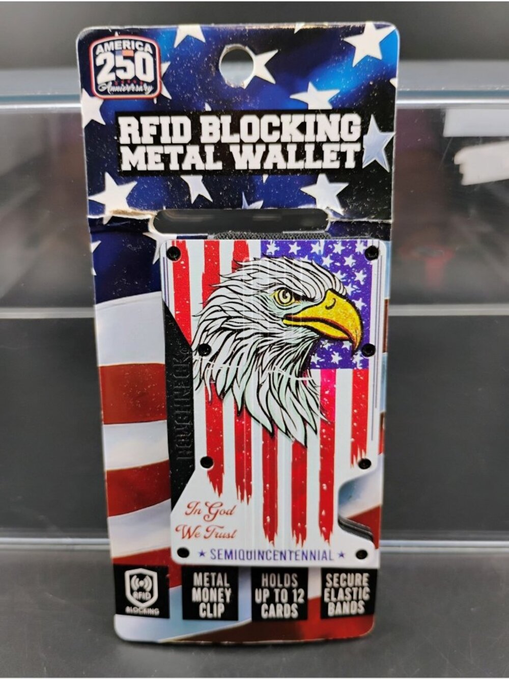 America 250 RFID Blocking Metal Wallet Eagle Design Money Clip